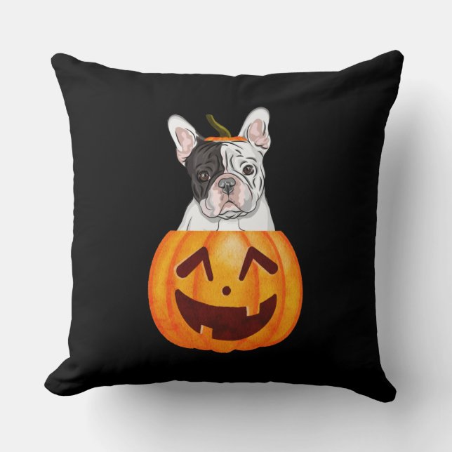Frenchie Halloween Kissen (Vorderseite)