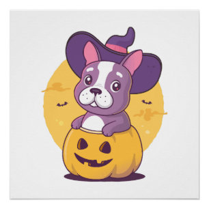 Frenchie Halloween Poster