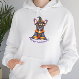 Frenchie Halloween Purple Robe Witchy Hat Hoodie