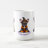 Frenchie Halloween Purple Robe Witchy Hat Kaffeetasse (Mittel)