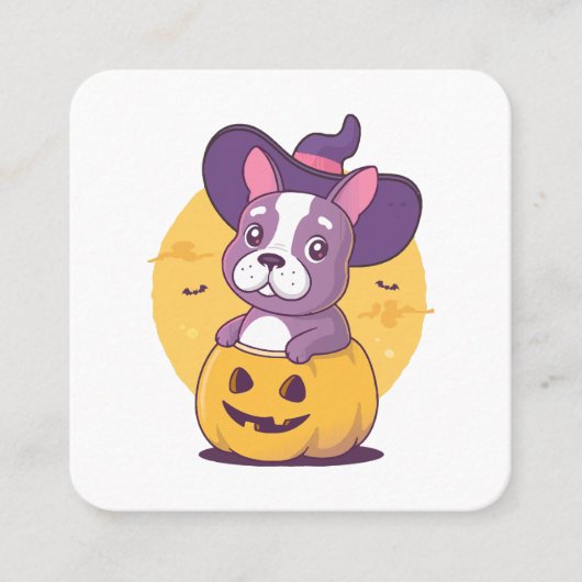 Frenchie Halloween Quadratische Visitenkarte (Vorderseite)