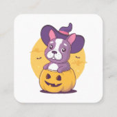 Frenchie Halloween Quadratische Visitenkarte (Rückseite)