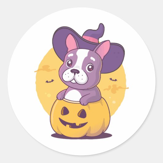 Frenchie Halloween Runder Aufkleber (Vorderseite)