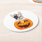 Frenchie Halloween Runder Pappuntersetzer (Angewinkelt)