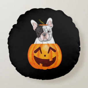 Frenchie Halloween Rundes Kissen