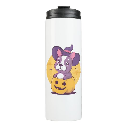 Frenchie Halloween Thermosbecher (Vorderseite)