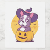 Frenchie Halloween Weinetikett (Einzelnes Label)