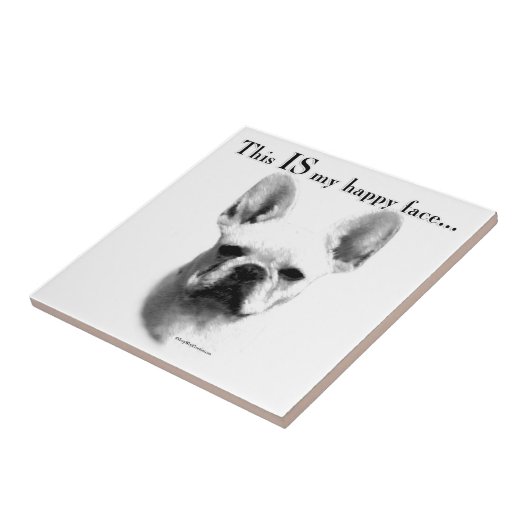 Frenchie Happy Face Fliese (Seite)