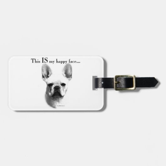 Frenchie Happy Face Gepäckanhänger (Vorderseite horizontal)