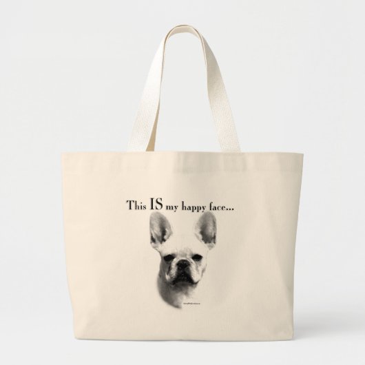 Frenchie Happy Face Jumbo Stoffbeutel (Vorne)