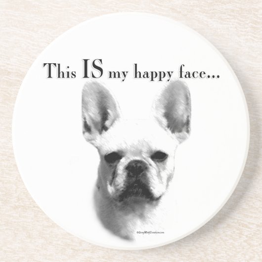 Frenchie Happy Face Sandstein Untersetzer (Vorne)