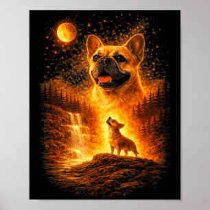 Frenchie heult zum Mond vintage mystischer Hund Poster