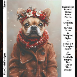 Frenchie Holiday, florales Headband EE1R Decoupage Seidenpapier
