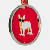 Frenchie Howlelu Silbernes Ornament (Rechts)