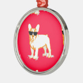 Frenchie Howlelu Silbernes Ornament (Links)
