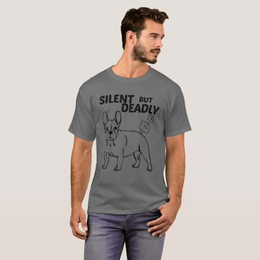 Frenchie Hund, schweigend, aber tödlich, Liebe T-Shirt (Vorne ganz)