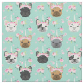 Frenchie Hunde Blume Stoff (Nahaufnahme)