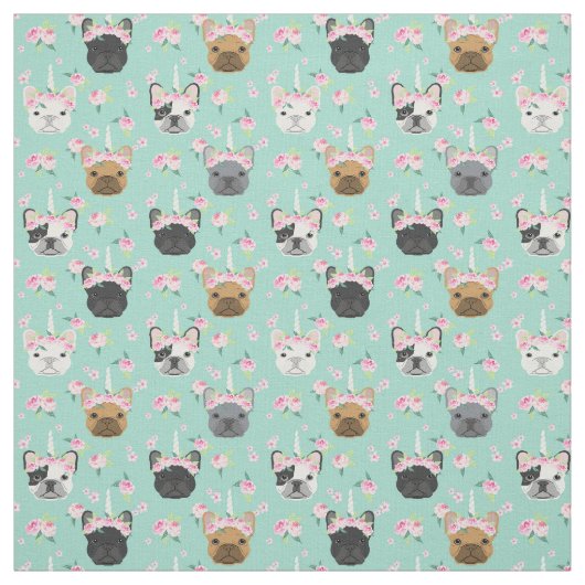 Frenchie Hunde Blume Stoff (Muster)