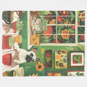 Frenchie im Boho-Garten-Teeraum Fleecedecke (Vorderseite (Horizontal))