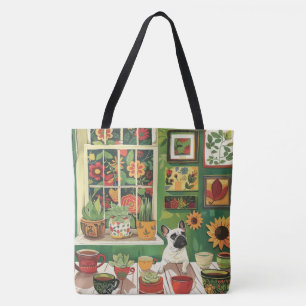 Frenchie im Boho-Garten-Teeraum Tasche
