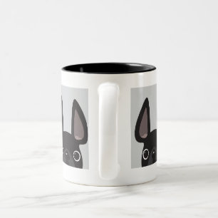 Frenchie in einer Box - schwarz Zweifarbige Tasse