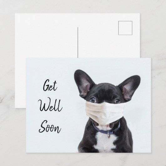 Frenchie in Gesichtsmaske wird gut Postkarte (Vorne/Hinten)