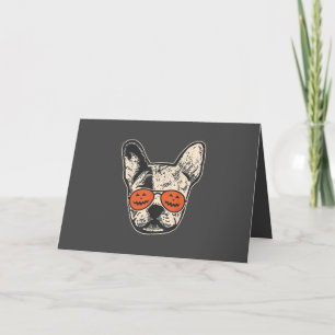 Frenchie In Pumpkin Sungasse Halloween Bulldog Feiertagskarte