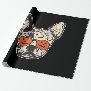 Frenchie In Pumpkin Sungasse Halloween Bulldog Geschenkpapier