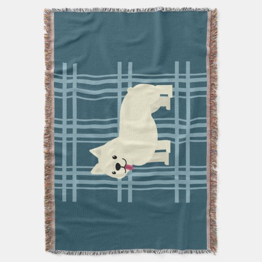 Frenchie Kariert Blue Decke (Vorderseite Vertikal)