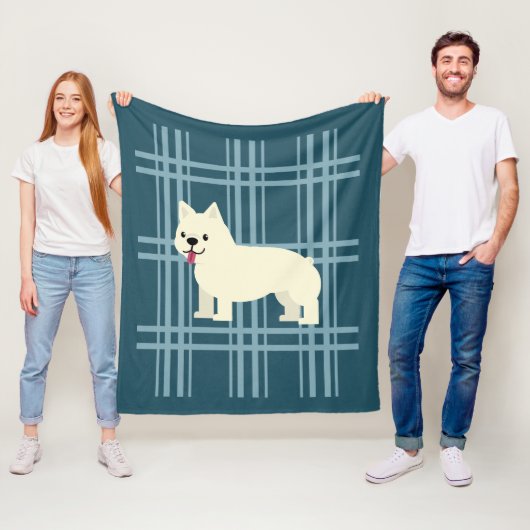 Frenchie Kariert Blue Fleecedecke (Beispiel)