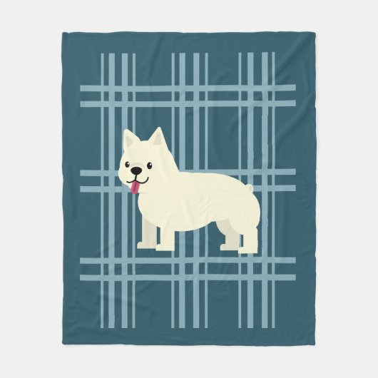 Frenchie Kariert Blue Fleecedecke (Vorderseite)