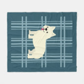 Frenchie Kariert Blue Fleecedecke (Vorderseite (Horizontal))