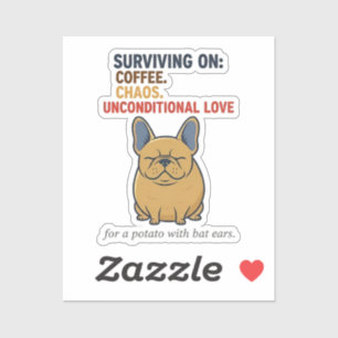 Frenchie Kartoffel Kaffee Chaos Liebe Lustiger Hun Aufkleber