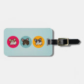 Frenchie Kreise - Blau, Gold u. Rosa Gepäckanhänger (Vorderseite horizontal)