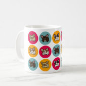 Frenchie Kreise - Blau, Gold u. Rosa Kaffeetasse (Vorderseite Links)