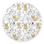 Frenchie Lieben Knochen Keramikknauf (Vorderseite)