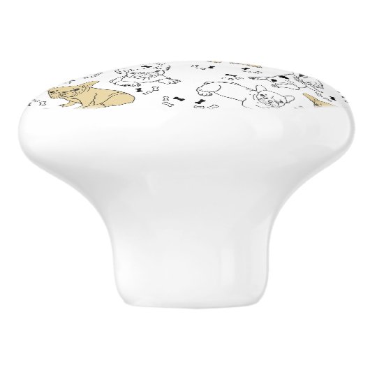 Frenchie Lieben Knochen Keramikknauf (Seitenansicht)