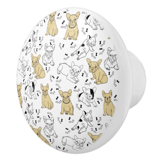 Frenchie Lieben Knochen Keramikknauf (Rechts)