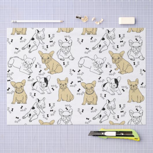 Frenchie Lieben Knochen Seidenpapier (Handwerk)