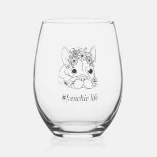 #FRENCHIE LIFE 16oz STEMLESS WINE GLASS Weinglas Ohne Stiel