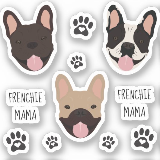 Frenchie Mama French Bulldogs Paw Print Aufkleber (Vorderseite)