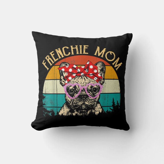 Frenchie Mama Geschenk Vintag Retro Stil Französis Kissen (Vorderseite)