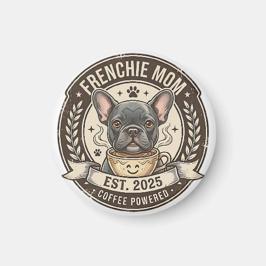 Frenchie-Mama-Kaffee angetriebenes Vintage-Design Magnet (Vorne)