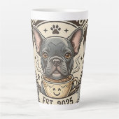 Frenchie-Mama-Kaffee-Power-Vintage-Design Milchtasse (Vorderseite)