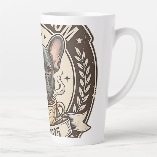 Frenchie-Mama-Kaffee-Power-Vintage-Design Milchtasse (Rechts)