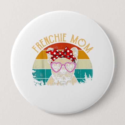 Frenchie Mama Lover Geschenk Vintag Retro Style Button (Vorderseite)