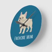 Frenchie Mama Runde Wanduhr (Winkel)