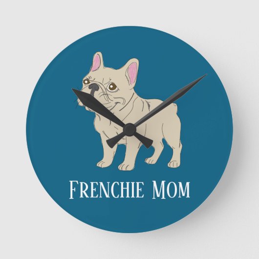 Frenchie Mama Runde Wanduhr (Vorderseite)