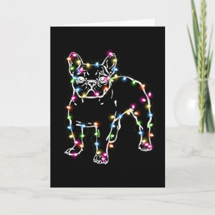 Frenchie mit Weihnachtslicht frohe Weihnachten Karte
