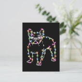 Frenchie mit Weihnachtslicht frohe Weihnachten Postkarte (Stehend Vorderseite)